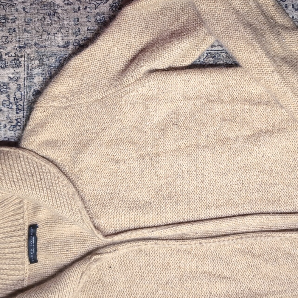 100% Cashmere Crown Neck Cozy Cream Knit Cardigan
